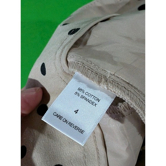 New York and Co. Tan Black Polka Dot Pants Slim Women's Size 4 - Picture 10 of 11